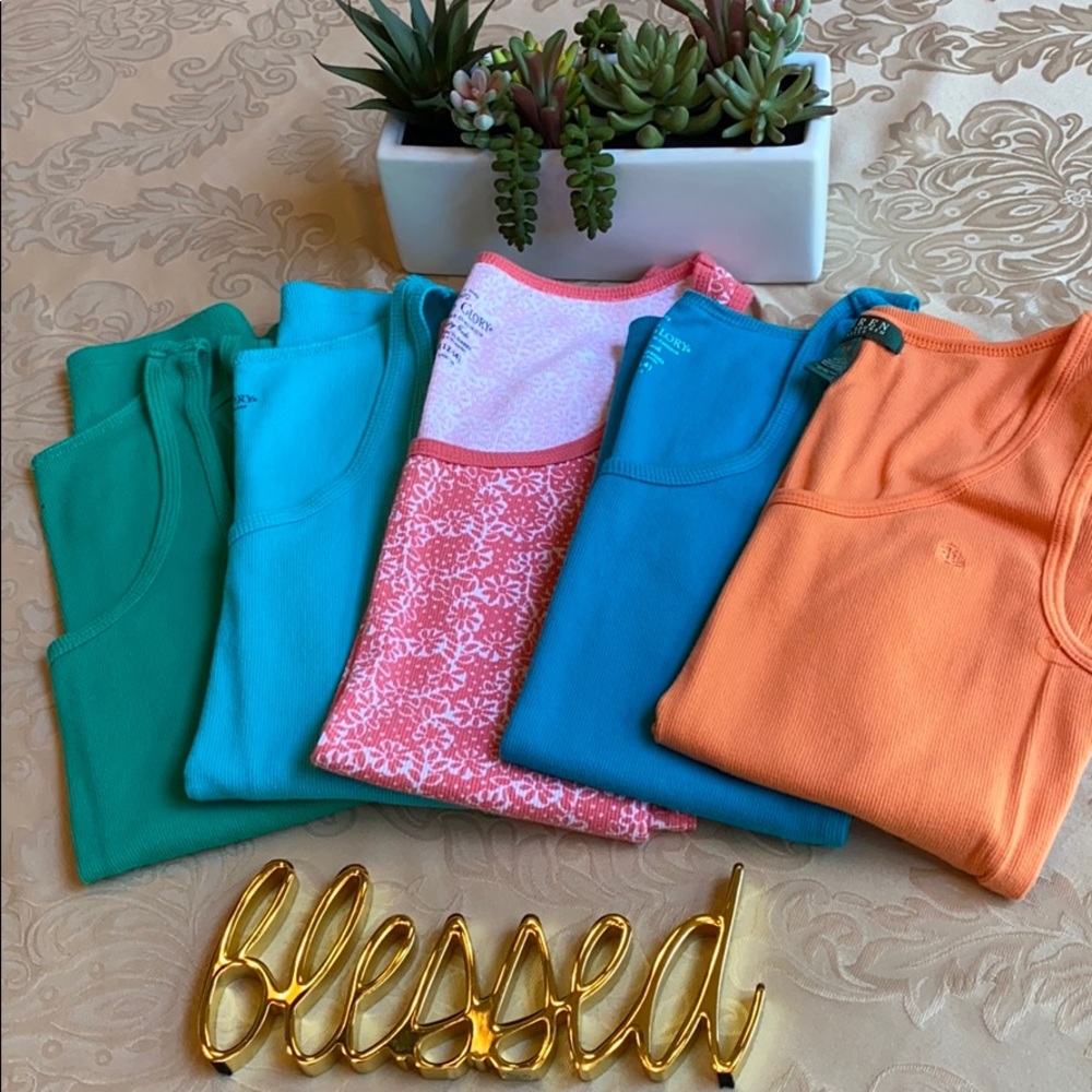 Set of 5 Colorful Tank Tops Various Sizes
